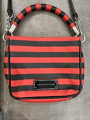 Marc By Marc Jacobs Chic Striped Red Black Top Handle Crossbody Bag • $75