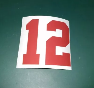 $4.99 • Buy Patriots Full Size Helmet Decals Numbers Rear Vinyl #12 Red TOM BRADY