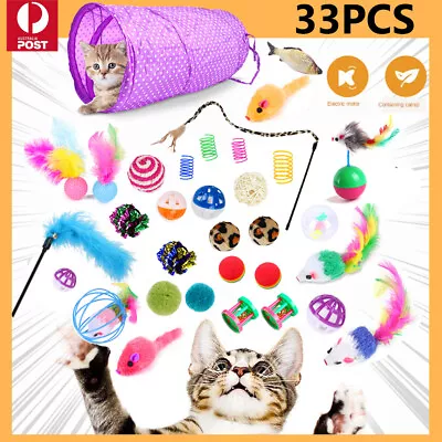 Bulk Buy Cat Kitten Toys Rod Fur Mice Bells Balls Catnip 33 Items Lovely Pet Toy • $19.38