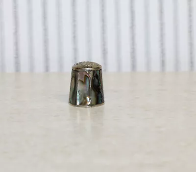 Vintage Mexico Abalone Silver Metal Thimble  • $11