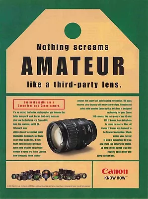 Canon Camera Lense Ad Ef 28-135Mm Is Y2K 2000S Vtg Print Ad 8X11 Wall Poster Art • £6.02