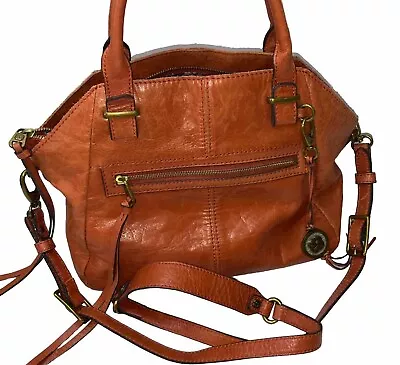 Elliot Lucca Handbag Shoulder Bag Orange Leather Hobo Purse Adjustable • $29.99