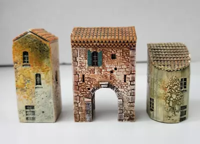 3 Pc Gault Miniature Ceramic House Buildings Provence Village Set Signed France • $99.99