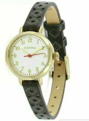 £6.99 • Buy KAHUNA WOMENS GOLD CASE DARK BROWN CUT OUT STRAP WATCH KLS0386L Xmas Gift