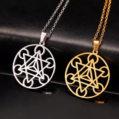 Merkaba Tetrahedron Necklace For Women Metatron Cube Sacred Geometry Pendant • $6.39