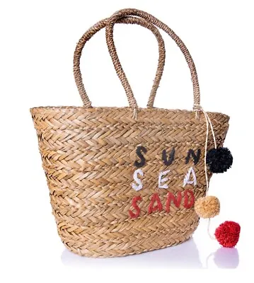 £19.99 • Buy Large Women Handbag Straw Wicker Straw Woven Bag Totes Beach Bags UK