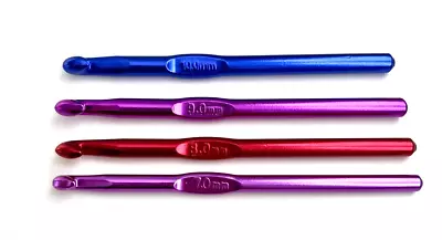 4 Pcs Multicolor Aluminum Crochet Hooks: Size 7mm 8mm 9mm And 10mm • $5