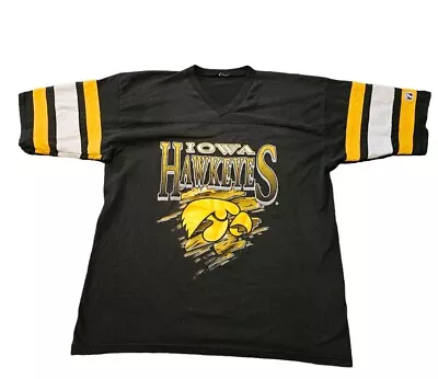 Vintage Logo 7 Iowa Hawkeyes Graphic V-Neck T-Shirt Mens XL • $32.99