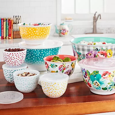 The Pioneer Woman Melamine Mixing Bowl Set With Lids 18 Piece Set Sweet Rose • $35