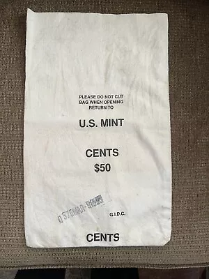 U.S. Mint Cents $50 Canvas Money Coin Bag Vintage Free Shipping • $14.99