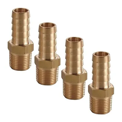 3/8  Brass Hose Barb Nipple X 1/4  Male NPT Threads For CO2 Gas Air PACK OF 4 • $9.99