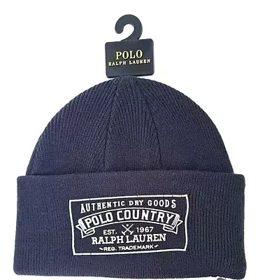 Polo Ralph Lauren  Logo Print Beanie Hat - Blue With White-  One Size • £31.99