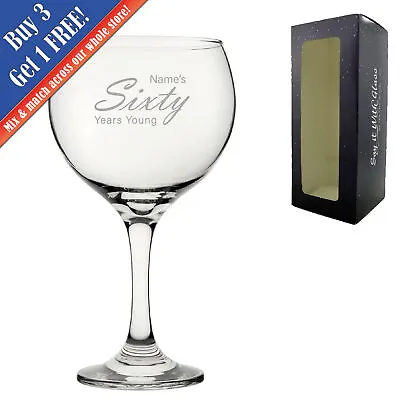£10.95 • Buy Personalised Engraved 60th Birthday Cubata Gin Glass, Years Young Handwritten