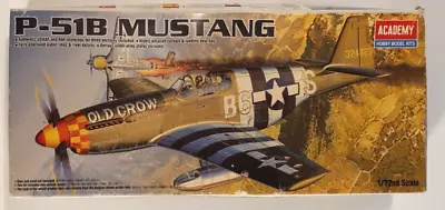 P-51B MUSTANG Old Crow Academy Aircraft Warbird Model Kit Partially Completed • $11.99