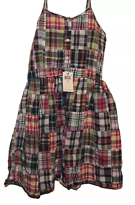 Ralph Lauren Big Girls Patchwork Madras Dress Bridghampton Size 12 • $49.95