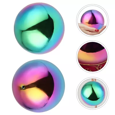  2 Pcs Hollow Ball Gazing Balls For Gardens Reflective Outdoor Stainless Steel • £12.25