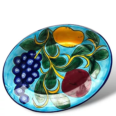 Talavera Mexico Platter Signed Oval Medium Redware Fold Art Hand Painted Fruit • $17