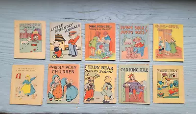 10 ANTIQUE VINTAGE TINY MINI BOOKS ~ 2-5/8  X 2-1/8  Lot Set Doll Children's • $50