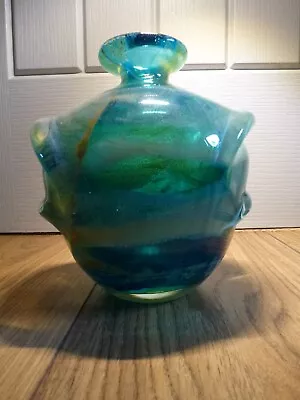 Vintage Mdina - Pulled Ear - Side Handled Glass Vase Michael Harris Signed Mdina • £19.99