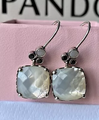 PANDORA Sincerity Earrings Sterling Silver Mother Of Pearl Earrings AUTHENTIC • £150