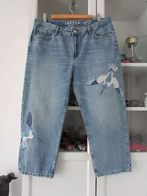 MARKS & SPENCER Indigo Collection Authentic Straight Crop  Jeans  ~ 14 Short • £12