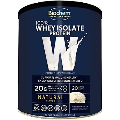 Biochem 100% Whey Isolate Protein - Natural Flavor - 24.6 Oz - Pre & Post • $42.27