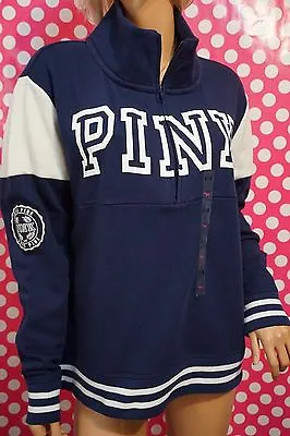 Victoria's Secret Pink Half Zip Boyfriend Fit Pullover Sweatshirt High/low  L • $49.99