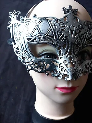 Mens Woman Silver Gothic Masquerade Ball Costume Halloween Christmas Cruise Mask • £3.99