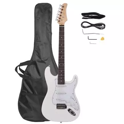 Glarry White 6 Strings Electric Guitar Right Handed With Gig Bag Strap Cord • $61.19