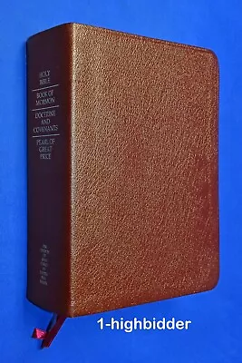 2002 LDS LEATHER Scriptures SIZE 5 ¼ X 7¼” Quad Bible Book Of Mormon DC Pearl • $89.99