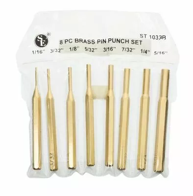 8 Pc Brass Pin Punch Set 1/16  3/32  1/8  5/32  3/16  7/32  1/4  & 5/16  • $16.95