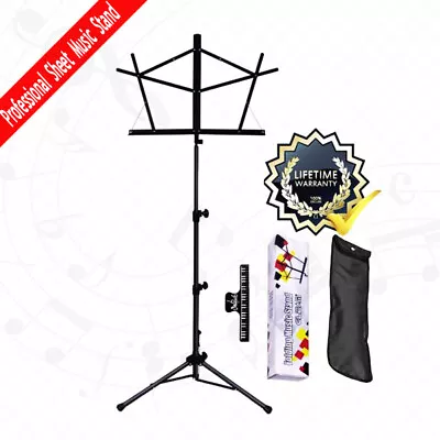 Adjustable Folding Music Stand Sheet Lightweight Portable Tripod Black Metal • $29.06