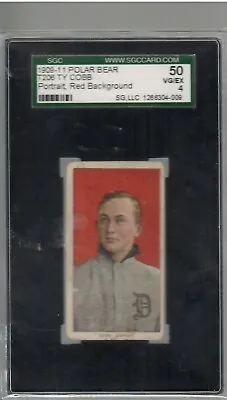 1909 T 205 Ty Cobb Red Background Polar Bear Back  Sgc 50 / 4 • $9500