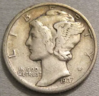 Better As Shown - 1937 D Mercury Dime *** 90% Silver *** 843 • $5.55