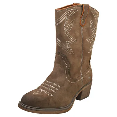 Mustang Low Heel Cowboy Womens Dark Brown Ankle Boots - 7.5 UK • £45.49