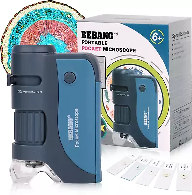 Pocket Microscope 60x-120x Handheld Mini Microscope Kids With LED Lights • $27.99