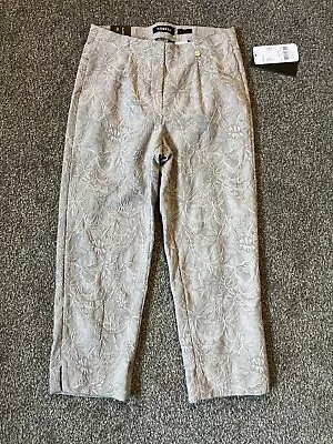 ROBELL Marie 07 Pull On Stretch Cropped Jacquard Trousers Taupe Size UK 8 BNWT • £19.99