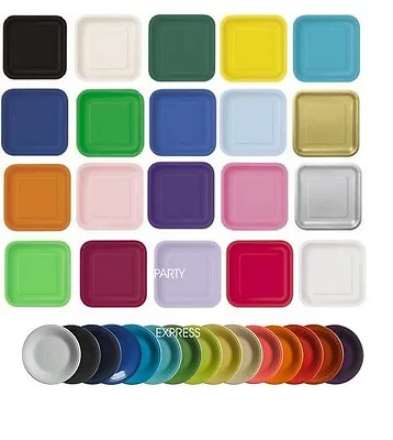 Paper Party Plates Round Or Square Solid Colours Choice Of Pack Sizes • £3.45