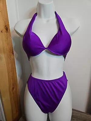 Vintage 90s Winnwear High Legged Purple Bikini Womens Size 6 Euc • $39.97