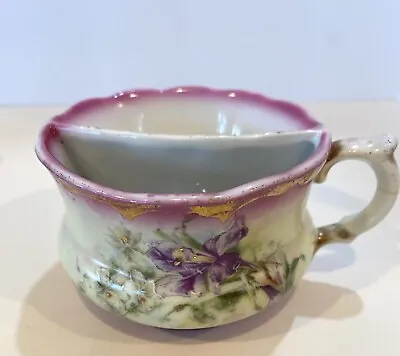 Vintage Mustache Tea Cup Victorian Purple Iris Gold Accents • $8