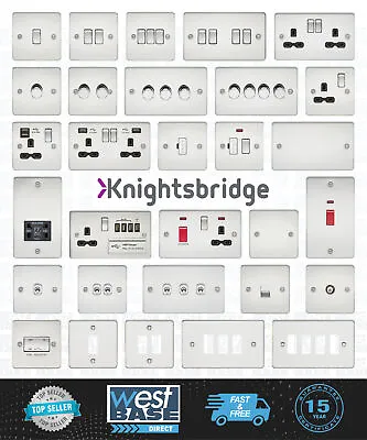 £18.89 • Buy KNIGHTSBRIDGE POLISHED CHROME FLAT PLATE Switches & Sockets ALL Inserts + USB