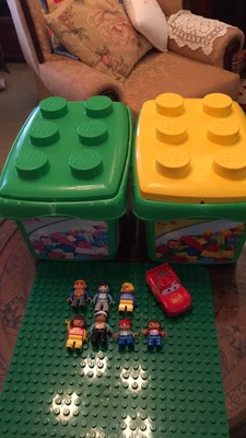 $99 • Buy Lego Duplo Old School 7 Mini Figures And Large Base Plate  Card Planes Trains