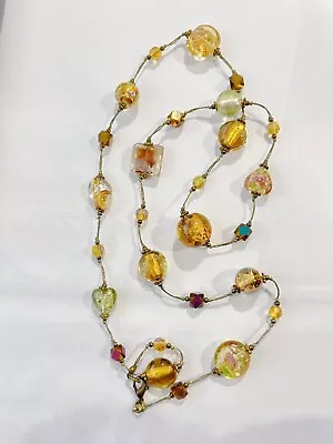 Vintage Italian Murano Millefiori Glass Bead Flowers & Carnival Beads Necklace  • £71.26