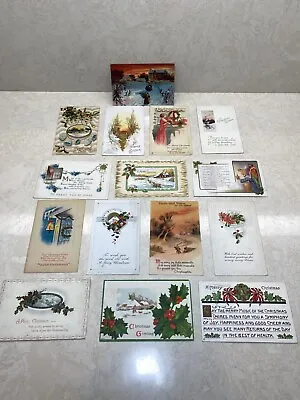 Lot Of 15 Vintage Christmas Postcards 1900s 1910s Winter Scenes Some Embossed • $9.99