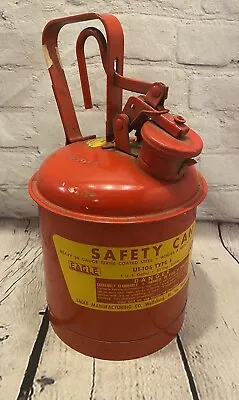 Vintage EAGLE SAFETY Gas Can U1-10S Type1 1 U.S. Gallon 24 Gauge Wellsburg W. VA • $48.97