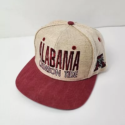 Vintage Alabama Crimson Tide Snapback Hat Signature Sportswear Canvas Beige 1984 • $38.24