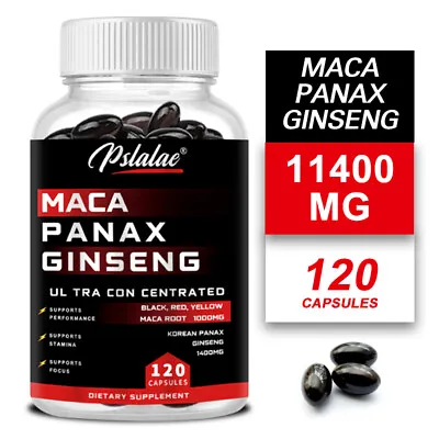 Maca Panax Ginseng - Testosterone Booster Energy & Endurance Muscle Health • £13.18