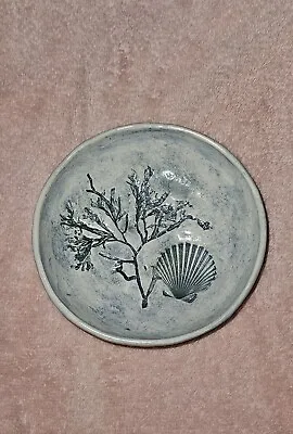 Salt Marsh Pottery Scallop Shell Small Bowl 4.5  Hanging Trinket Dish Stamped • $23.99