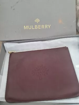 Mulberry Burgundy  Leather Pouch Pouchette Bag • £14.50