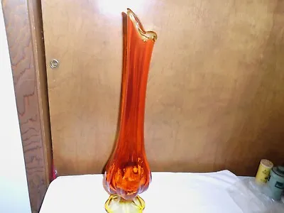 MCM LE Smith Amberina Swung Vase 19”H Footed • $85.50